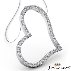 Round Diamond Hollow Heart Pendant 14K White Gold (0.69 ct tw)