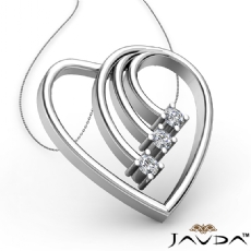 Round Diamond Heart Pendant 14K White Gold (0.30 ct tw)