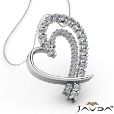 Round Diamond Fancy Heart Pendant 14K White Gold (0.68 ct tw)