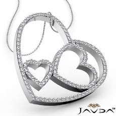 Round Diamond Heart Pendant 14K White Gold (1.04 ct tw)
