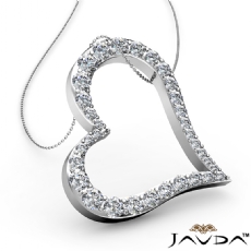 Round Diamond Hollow Heart Pendant 14K White Gold (1.08 ct tw)