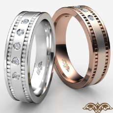 5 Round Cut Bezel Diamond Men's Brushed Wedding Band 14k White Gold 0.10 Ct