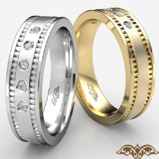 5 Round Cut Bezel Diamond Men's Brushed Wedding Band 14k Gold Yellow  (0.1Ct. tw.)