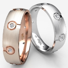 Bezel Set Diamond Matte Eternity Men's Wedding Band 14k Rose Gold  (0.1Ct. tw.)