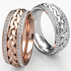 Braided Diamond Eternity Men's Wedding Band in 14k Rose Gold  (0.57Ct. tw.)