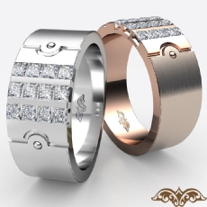 Matte 3 Row Channel Round Diamond Men's Half Wedding Band Platinum 950  (0.75Ct. tw.)