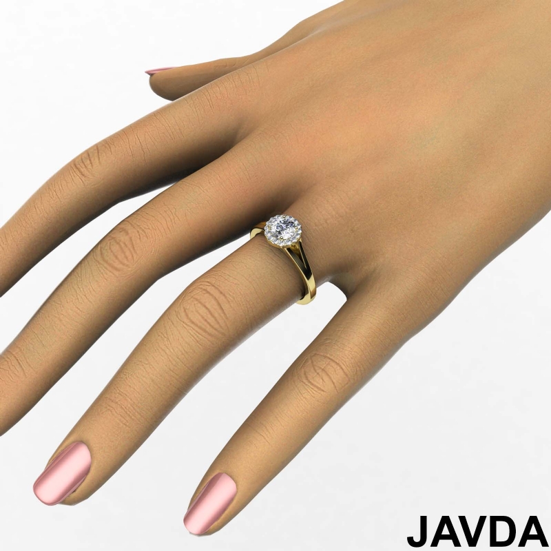 Cathedral Halo Split Shank diamond Ring 14k Gold Yellow