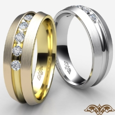 Matte Finish  5 Round Diamond Men's Half Wedding Band 14k Gold Yellow (0.2Ct. tw.)