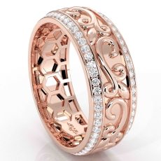 Vintage Vine Round Diamond Eternity Mens Wedding Band 14k Rose Gold  (1Ct. tw.)