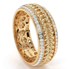 Rope Style Round Diamond Eternity Mens Wedding Band 14k Gold Yellow  (1Ct. tw.)