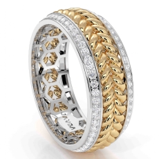 Rope Style Round Diamond Eternity Mens Wedding Band 14k Two Tone Gold 1.00Ct