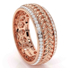 Rope Style Round Diamond Eternity Mens Wedding Band 14k Rose Gold  (1Ct. tw.)
