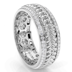Rope Style Round Diamond Eternity Mens Wedding Band 14k Gold White  (1Ct. tw.)