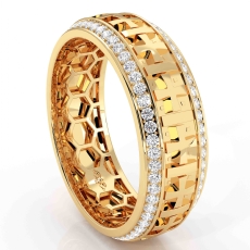 Cross Design Religious Round Diamond Eternity Mens Wedding Band 14k Gold Yellow  (1Ct. tw.)
