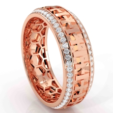 Cross Design Religious Round Diamond Eternity Mens Wedding Band 14k Rose Gold  (1Ct. tw.)