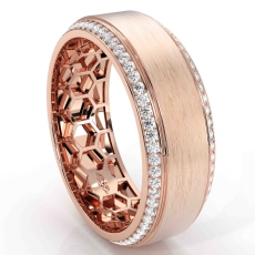 Honeycomb Matte Round Diamond Eternity Men's Wedding Band 14k Rose Gold  (0.75Ct. tw.)