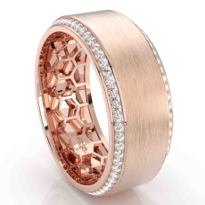 Matte Finish Round Diamond Eternity Men's Wedding Band 14k Rose Gold  (0.75Ct. tw.)