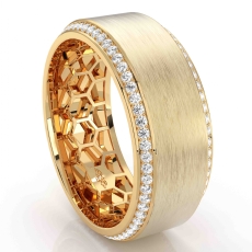 Matte Finish Round Diamond Eternity Men's Wedding Band 14k Gold Yellow  (0.75Ct. tw.)