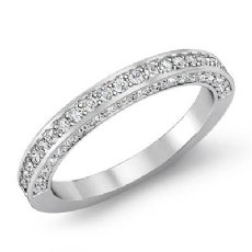 Women's Engagement Half Wedding Band Pave Set Diamond Ring 14k White Gold 1Ct