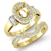 1.45Ct 3 Stone Diamond Engagement Ring 18k Yellow Gold Bridal Set Oval Semi Mount - javda.com 