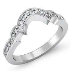 Pave Half Round Diamond Womens Wedding Matching Band 14k White Gold Ring 0.45Ct