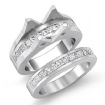 2.1Ct Diamond Princess Channel Engagement Ring Round Bridal Set Platinum 950 - javda.com 