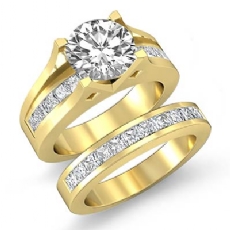 Channel Setting Bridal Set diamond Ring 18k Gold Yellow