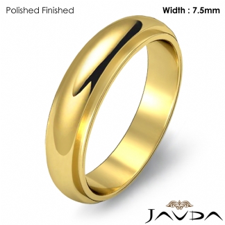 Men Wedding Band Dome Comfort Fit Solid Ring 7.5mm 14k Gold Yellow 7.3g 5-5.75 Sz