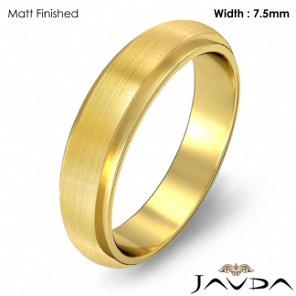 Men Wedding Band Dome Comfort Fit Solid Ring 7.5mm 14k Gold Yellow 7.3g 5-5.75 Sz