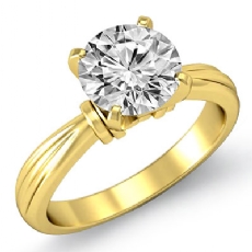 Ridged Solitaire diamond  18k Gold Yellow