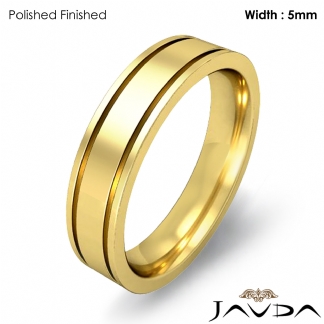 Flat Fit Solid Ring Mens Wedding Plain Band 5mm 14k Gold Yellow 6.9g 8-8.75 Sz