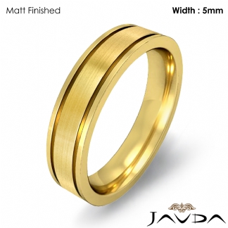 Flat Fit Solid Ring Mens Wedding Plain Band 5mm 14k Gold Yellow 6.9g 8-8.75 Sz