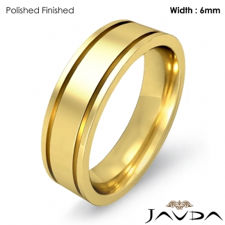 Mens Wedding Solid Band 18k Gold Yellow Flat Fit Plain Ring 6mm 9.4g 8-8.75 Sz