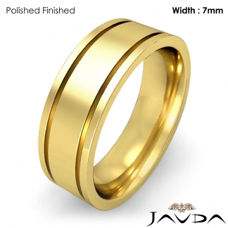 Flat Fit Plain Ring Mens Wedding Solid Band 7mm 18k Gold Yellow 10.1g 6-6.75 Sz