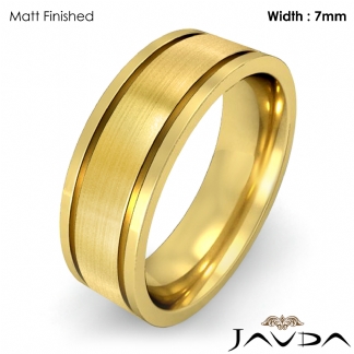 Flat Fit Plain Ring Mens Wedding Solid Band 7mm 14k Gold Yellow 9.5g 8-8.75 Sz