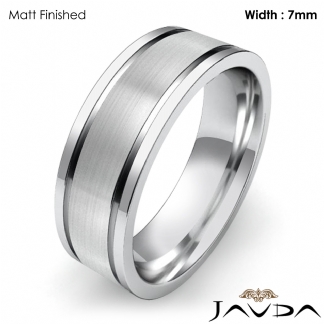 Flat Fit Plain Ring Mens Wedding Solid Band 7mm Platinum 950 13.6g 6-6.75 Sz