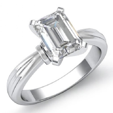Ridged Solitaire diamond Ring 14k Gold White