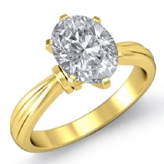 Ridged Solitaire diamond Ring 18k Gold Yellow