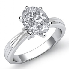Ridged Solitaire diamond Ring 14k Gold White