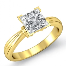 Ridged Solitaire diamond Ring 14k Gold Yellow