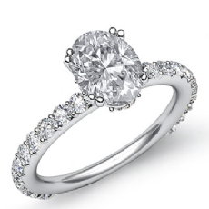 Double Prong Set Side Stone diamond Ring 18k Gold White