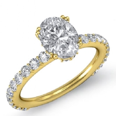 Double Prong Set Side Stone diamond  18k Gold Yellow