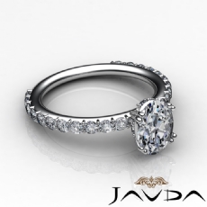Double Prong Set Side-Stone diamond Ring 18k Gold White