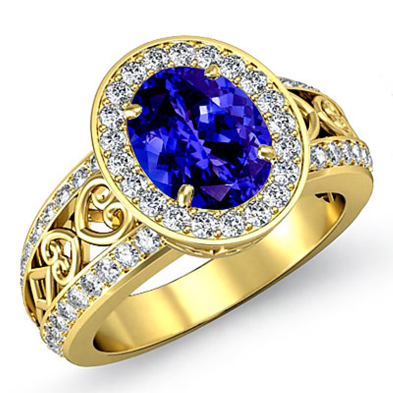  Oval diamond  Ring in 18k Gold Yellow