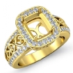 0.75Ct Diamond Engagement Ring Halo Setting 14k Yellow Gold Cushion Semi Mount - javda.com 