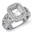 0.75Ct Diamond Engagement Ring Halo Setting Platinum 950 Cushion Semi Mount - javda.com 
