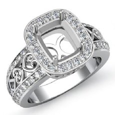 0.75 CT Diamond Engagement Ring Halo Setting 14k White Gold Cushion Semi Mount