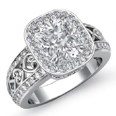 Halo Pave Set Filigree diamond Ring 18k Gold White