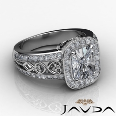Halo Pave Set Filigree diamond Ring Platinum 950