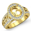 0.75Ct Diamond Engagement Ring 14k Yellow Gold Oval Semi Mount Halo Pave Setting - javda.com 